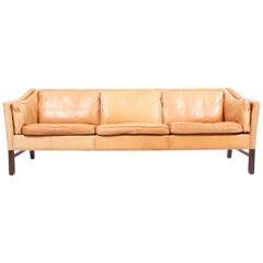 Authentic Midcentury Sofa in Patinated Leather by Grant, Danish Design