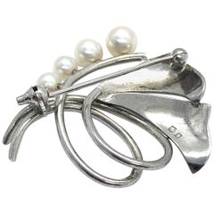 Authentic Mikimoto Brooch Pin Akoya Pearl 925 Sterling Silver