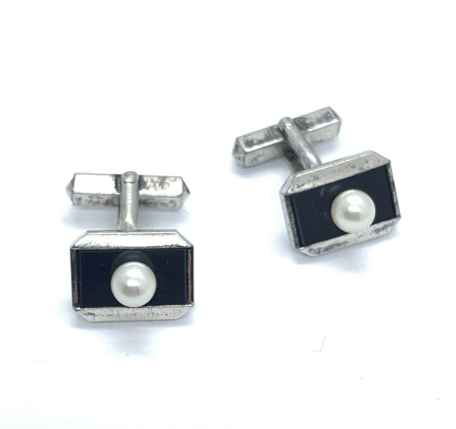 Mikimoto Estate Cufflinks Akoya Pearl Sterling Silver 2