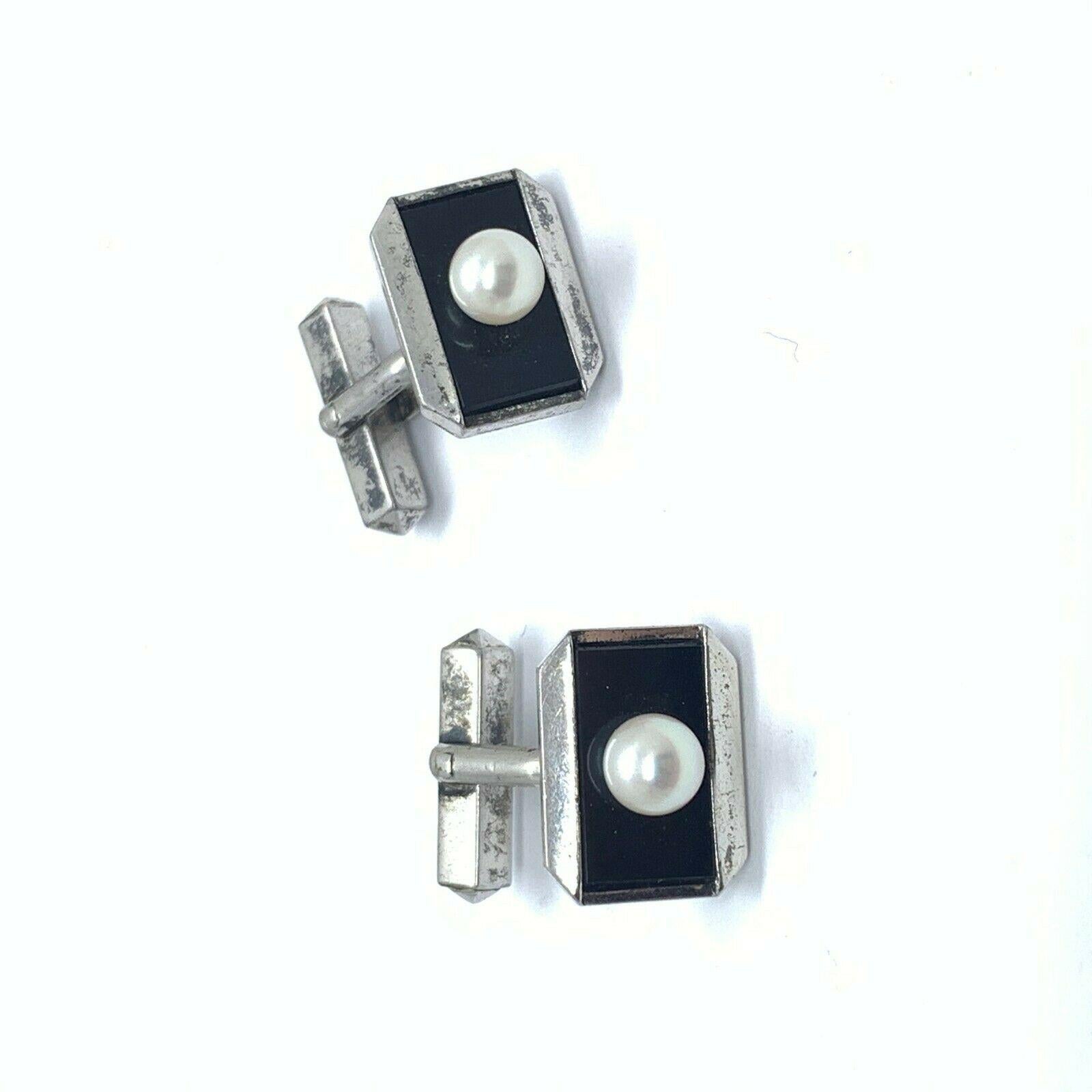 Mikimoto Estate Cufflinks Akoya Pearl Sterling Silver 3