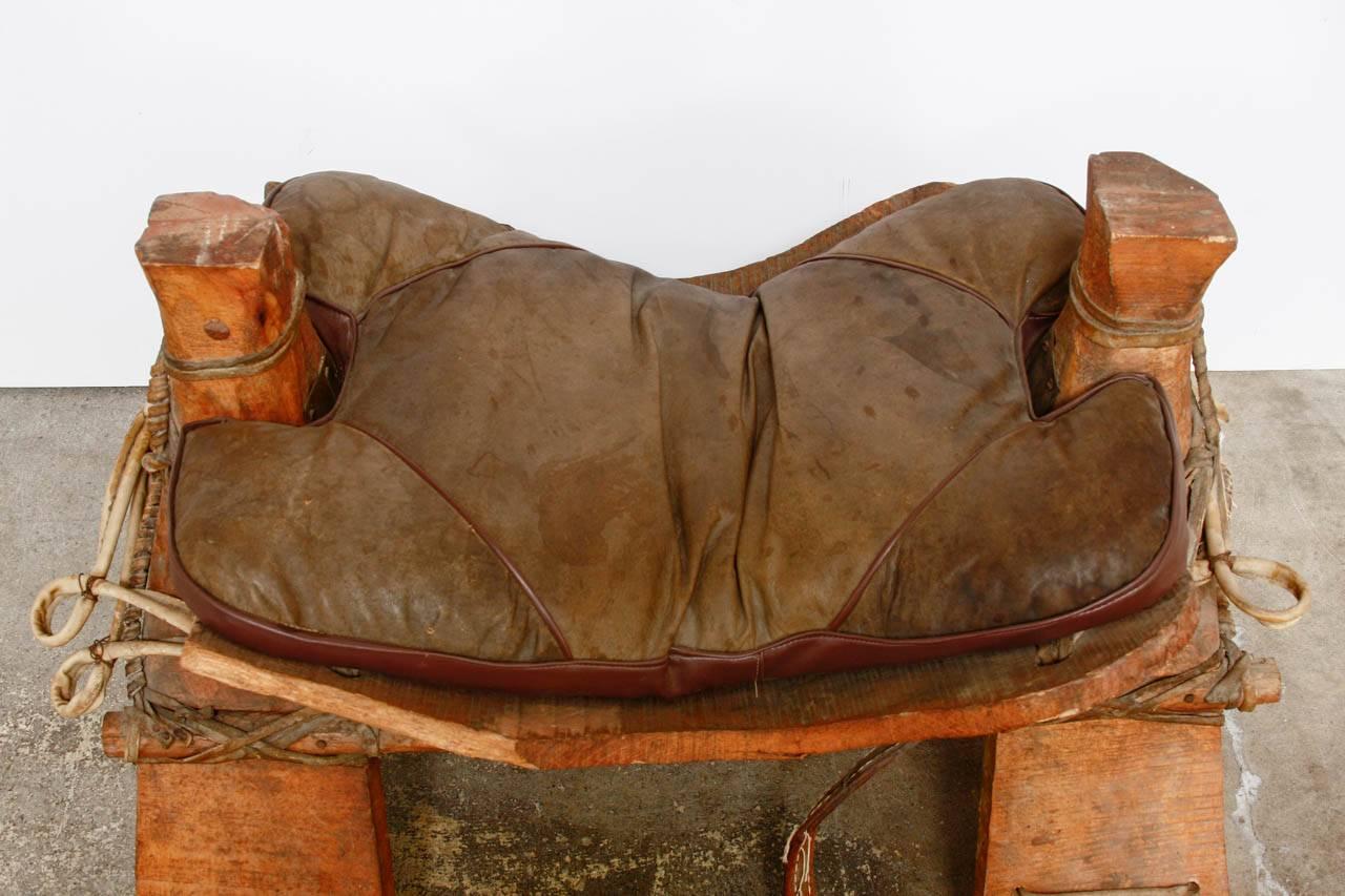 Hand-Crafted Authentic Moroccan Camel Saddle Stool Seat