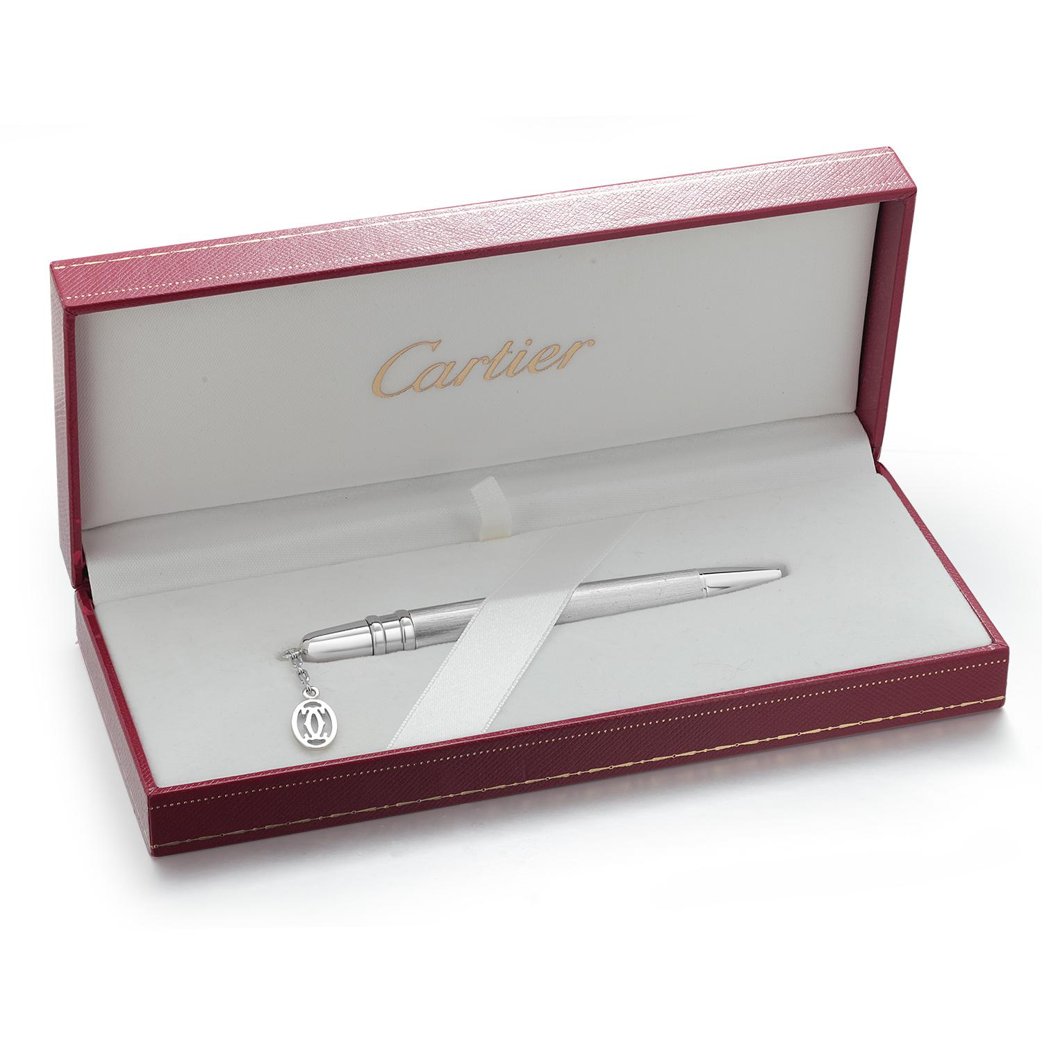 Authentic Must de Cartier Ballpoint Pen with Cartier Charm - A100783 In Good Condition For Sale In New York, NY