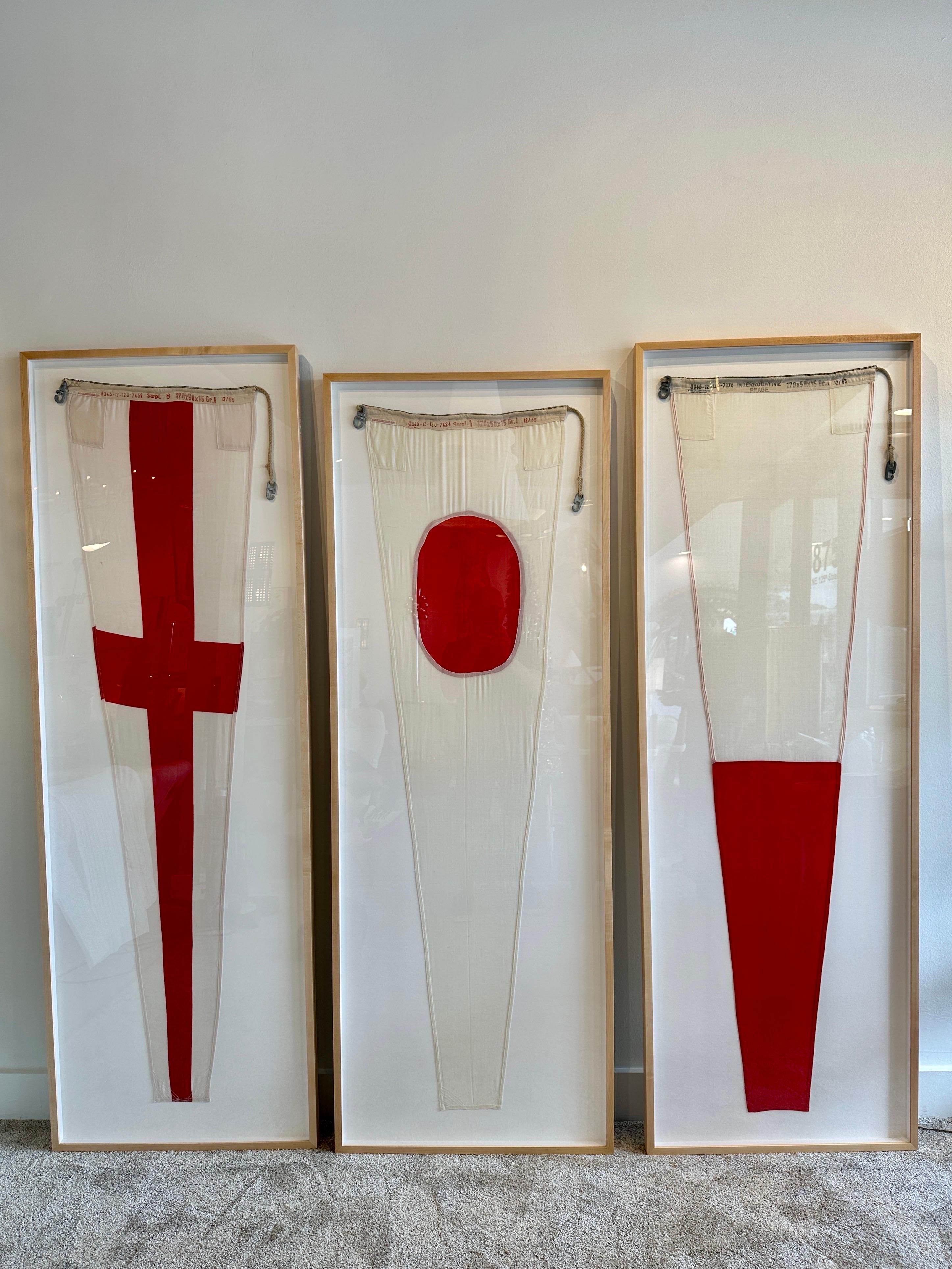 This flag represents the Number eight Signal (Penant 8) - according to the international flags and pennants chart. The flag is the largest scale pennant in vibrant RED and white with hand stitching. Hardware is galvanized steel. This is a large ship