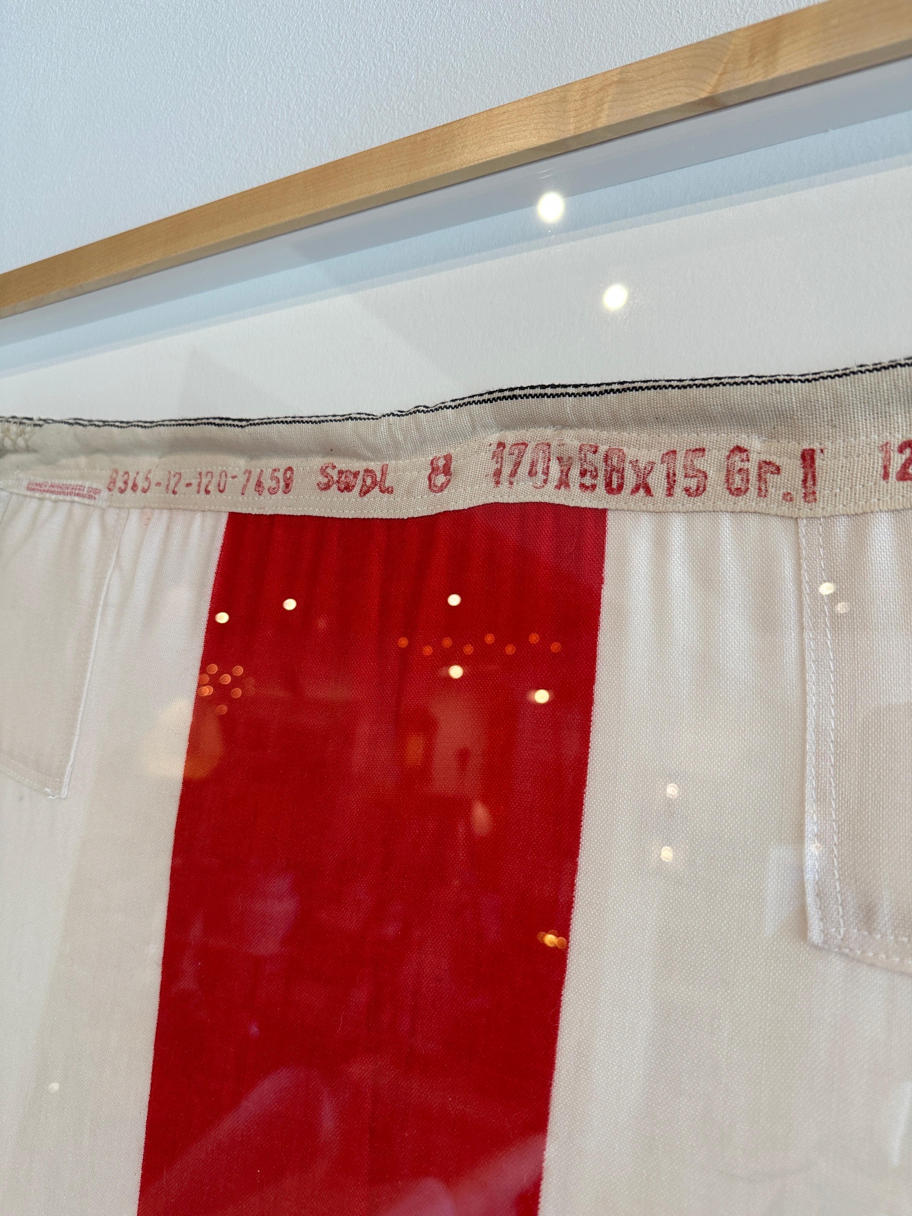 Authentic Nautical Signal Flag from 1940's Framed Professionally In Good Condition In North Miami, FL
