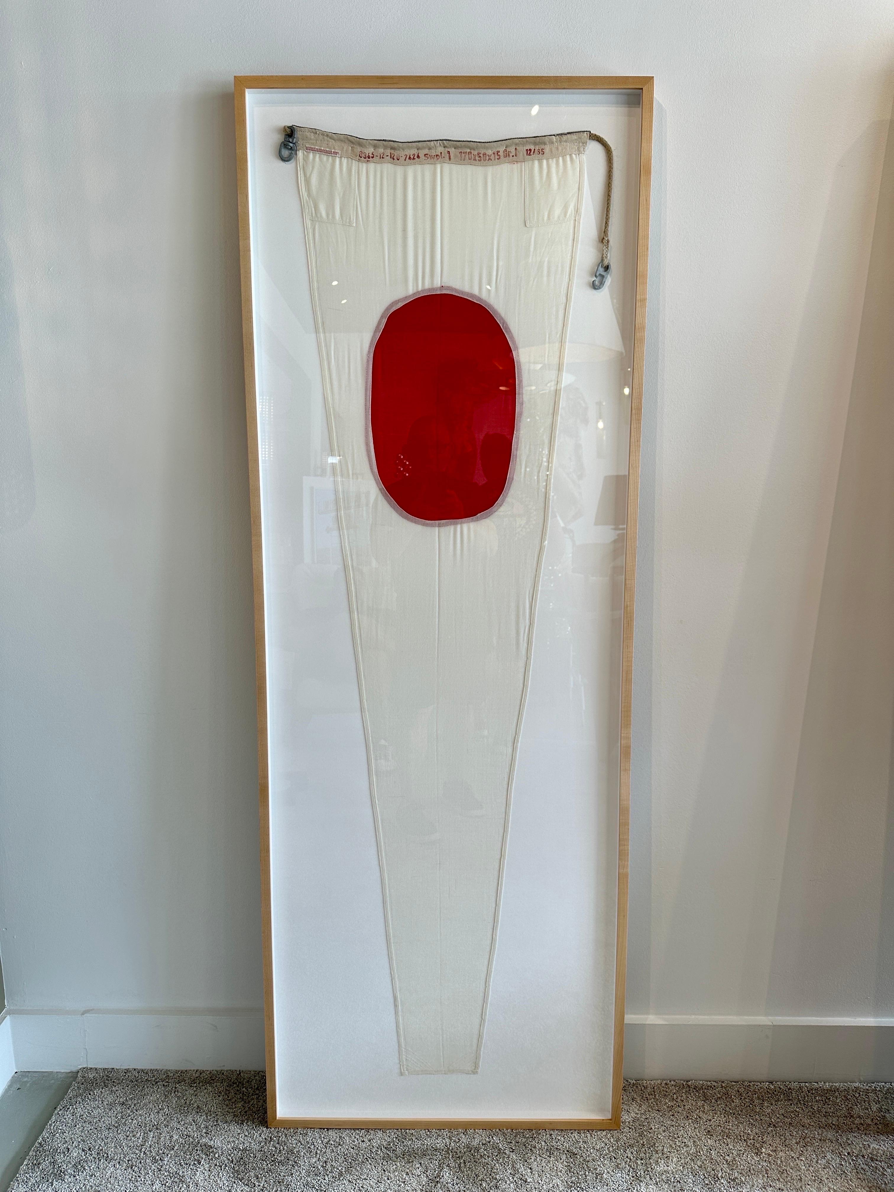 Authentic Nautical Signal Flag from 1940's Framed Professionally In Good Condition For Sale In North Miami, FL