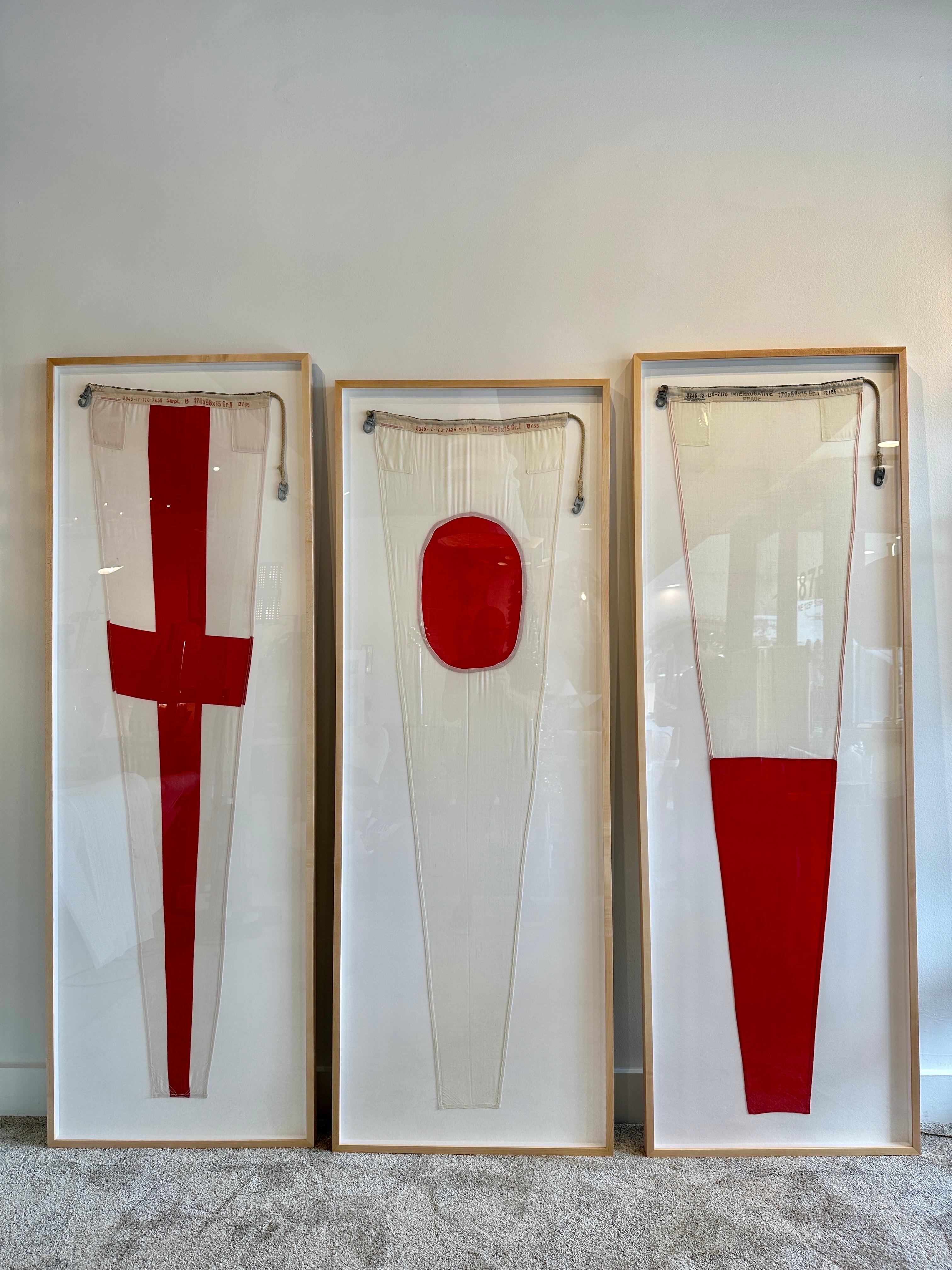 Cotton Authentic Nautical Signal Flag from 1940's Framed Professionally For Sale