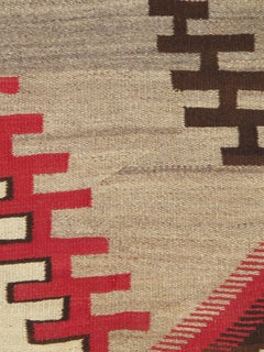 Authentic Navajo Rug 1910 Handwoven Native American Textile with Serrated Zigzag
