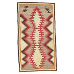 Authentic Navajo Rug 1910 Handwoven Native American Textile with Serrated Zigzag Antique Authentic Navajo Rug 1910 Handwoven Native American Textile with Serrated Zigzag