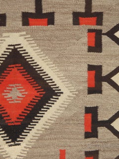 Authentic Navajo Rug c.1930 Handwoven Wool Red & Tan Diamond Pattern 4'9" x 7'2"