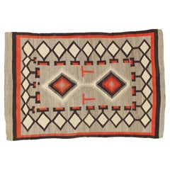 Authentic Navajo Rug c.1930 Handwoven Wool Red 
Tan Diamond Pattern 4
9" x 7
2"