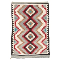 Authentic Navajo Rug Handwoven Wool Eye-Dazzler, Red 
Grey Diamond Pattern