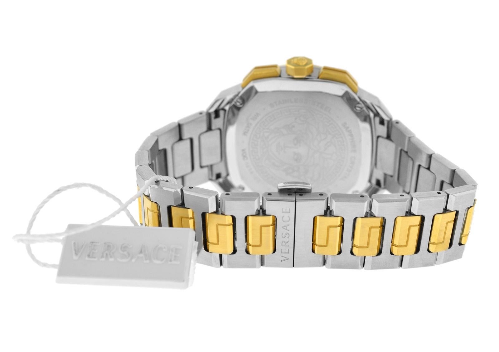 Modern Authentic New Men's Versace Dylos Gold IP Quartz Watch For Sale
