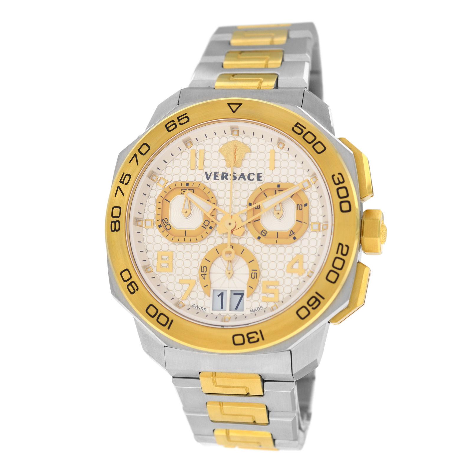 Authentic New Men's Versace Dylos Gold IP Quartz Watch For Sale