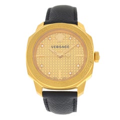 Authentic New Versace Dylos Gold IP Quartz Diamond Watch
