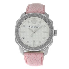 Used Authentic New Versace Dylos Steel Quartz Pink Watch