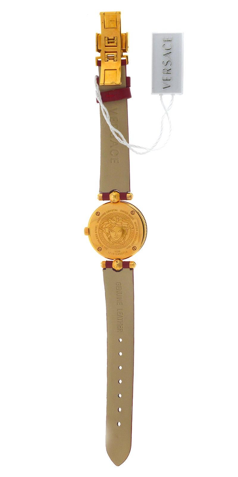 Authentic New Versace Vanitas Gold Tone Steel Quartz Watch In New Condition In New York, NY