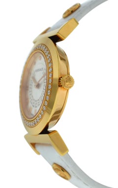 Authentic New Versace Vanity Gold Tone Diamond Quartz Watch