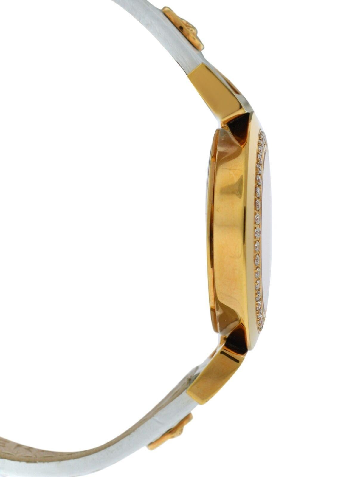 Modern Authentic New Versace Vanity Gold Tone Diamond Quartz Watch For Sale
