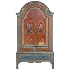 Authentic Northern Swedish Folk Art Rocco Cabinet