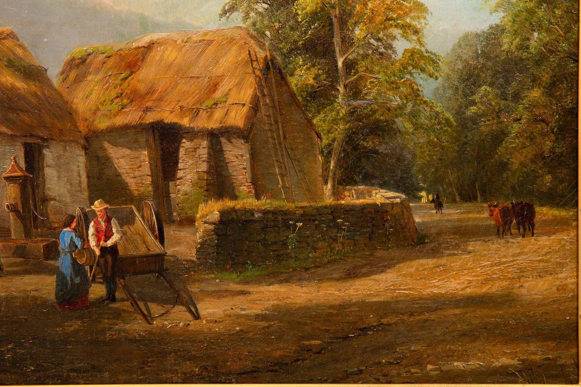 19th Century Authentic Oil Painting by John Faulkner, R.H.A. of Blacksmith “The Smeltery