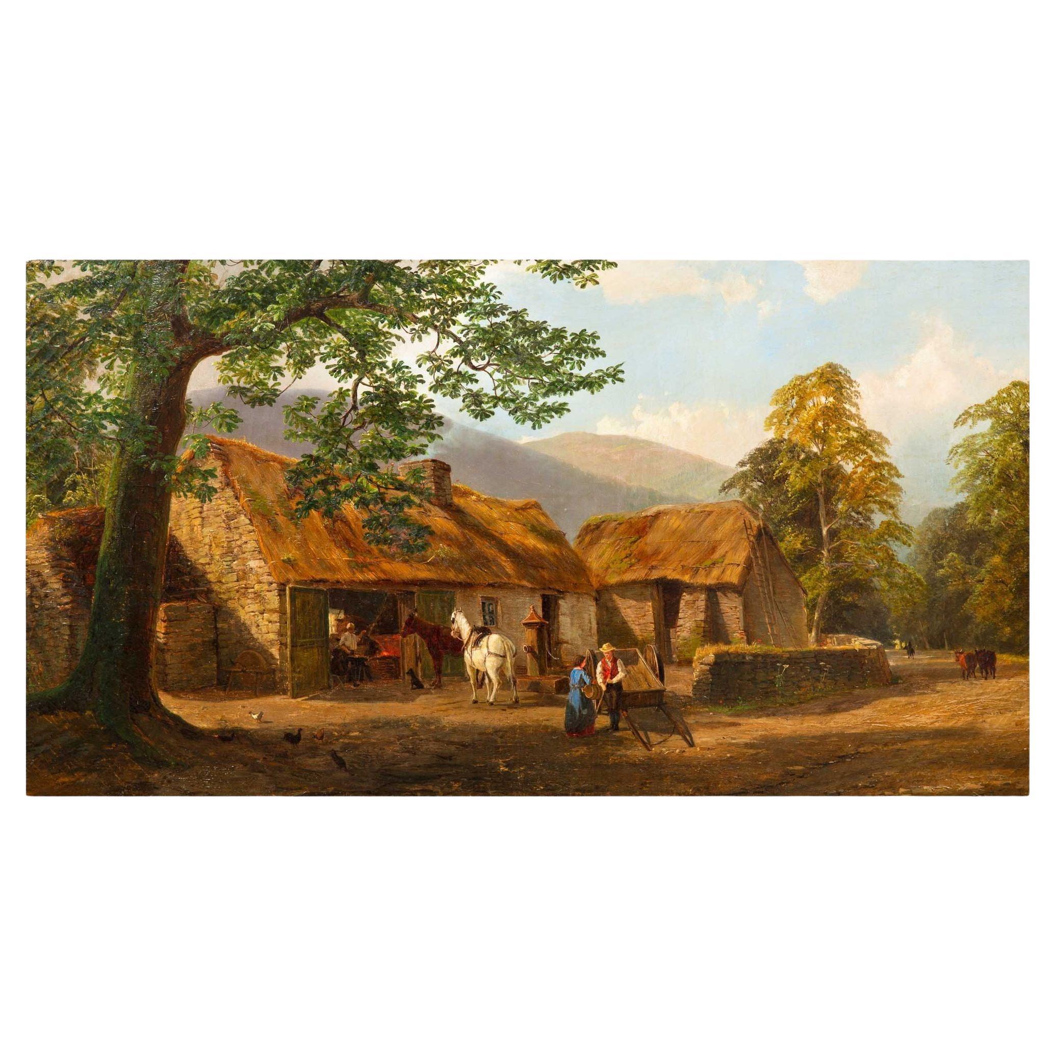 Authentic Oil Painting by John Faulkner, R.H.A. of Blacksmith “The Smeltery" For Sale