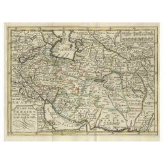 Antique Authentic Old Map of Persia with Original Border Coloring, 1745