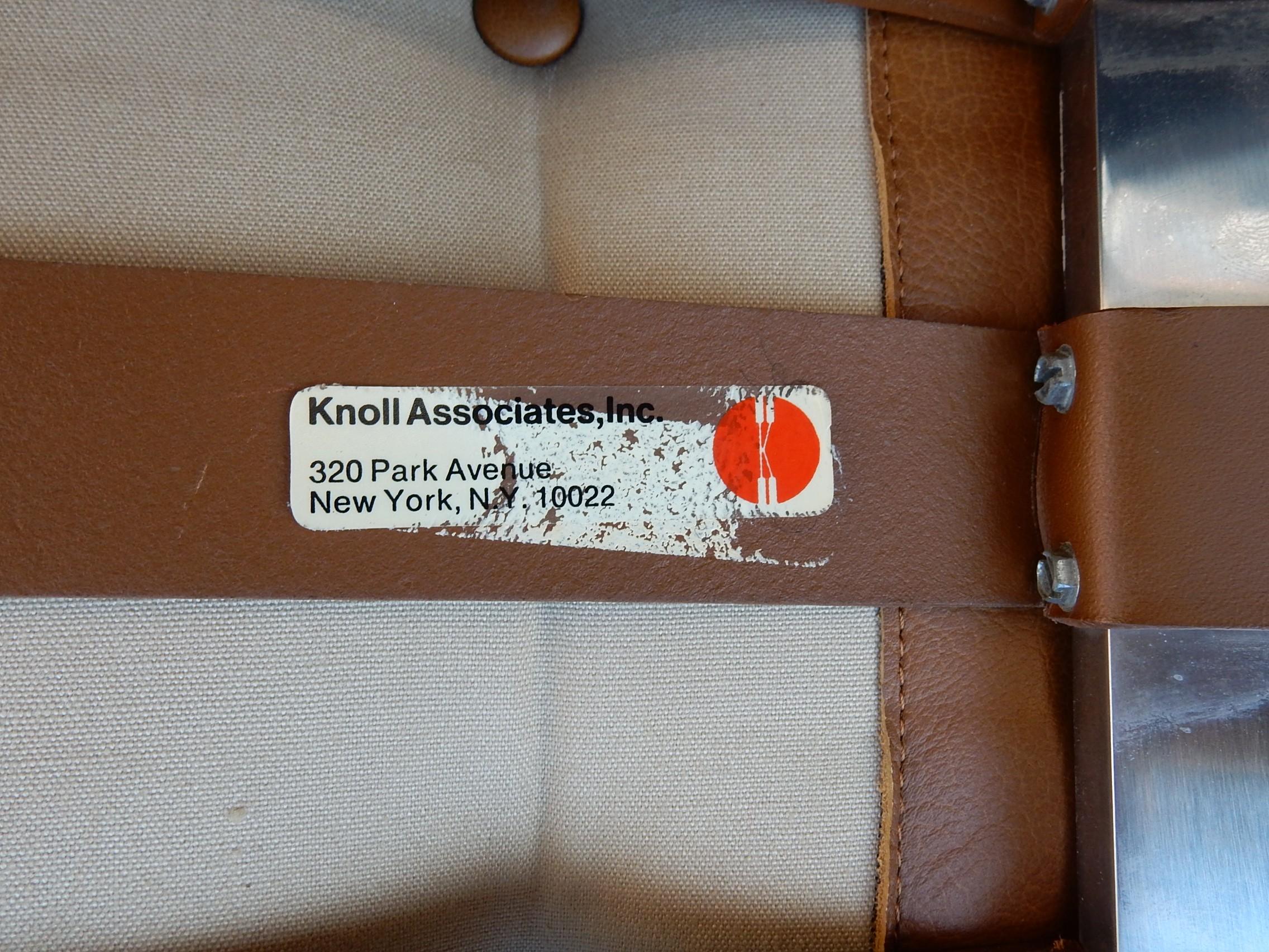 Authentic Original 1960's Knoll Barcelona Lounge Chairs in Cognac Leather In Good Condition In Las Vegas, NV