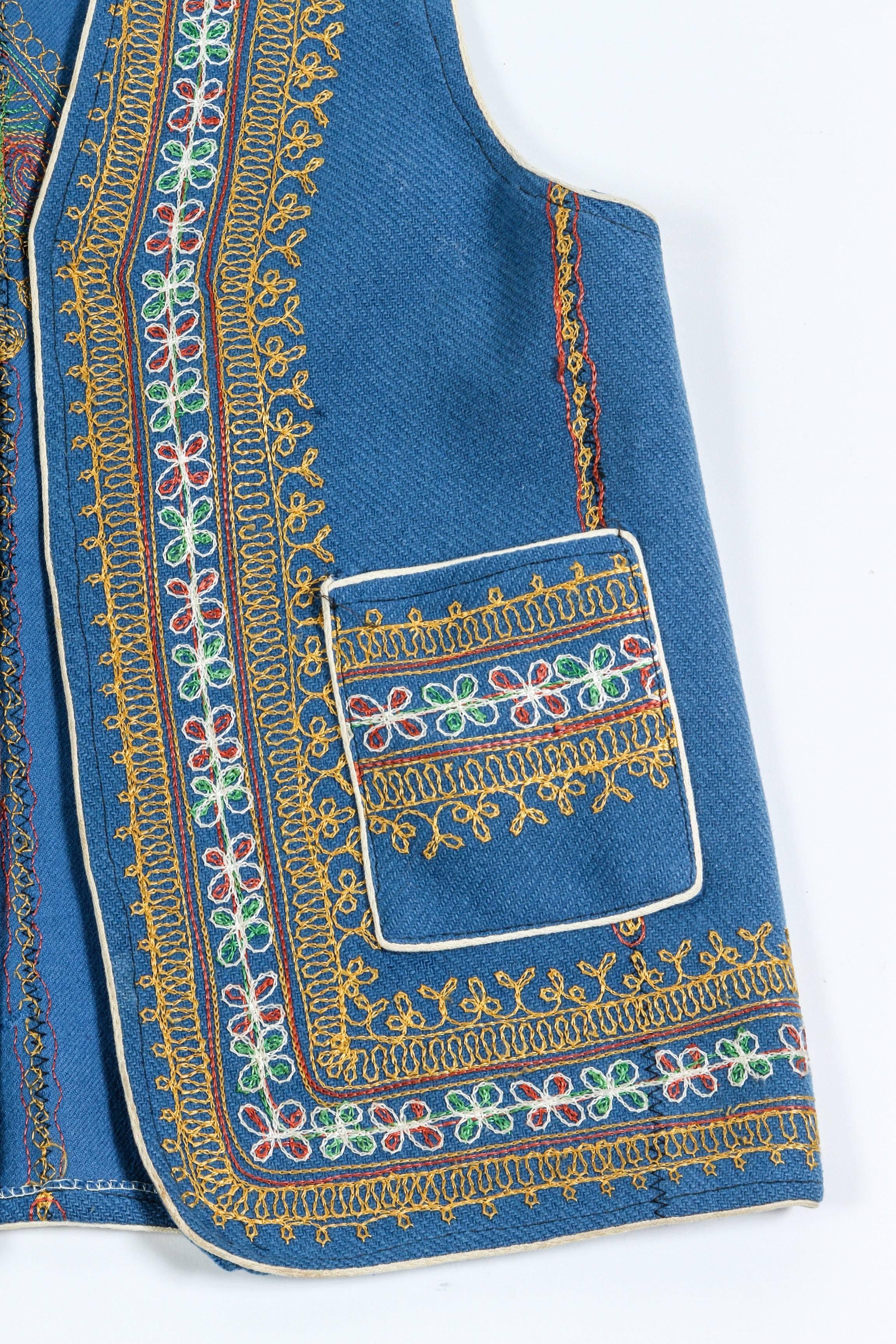 Bleu Gilet ethnique bleu turc vintage en vente