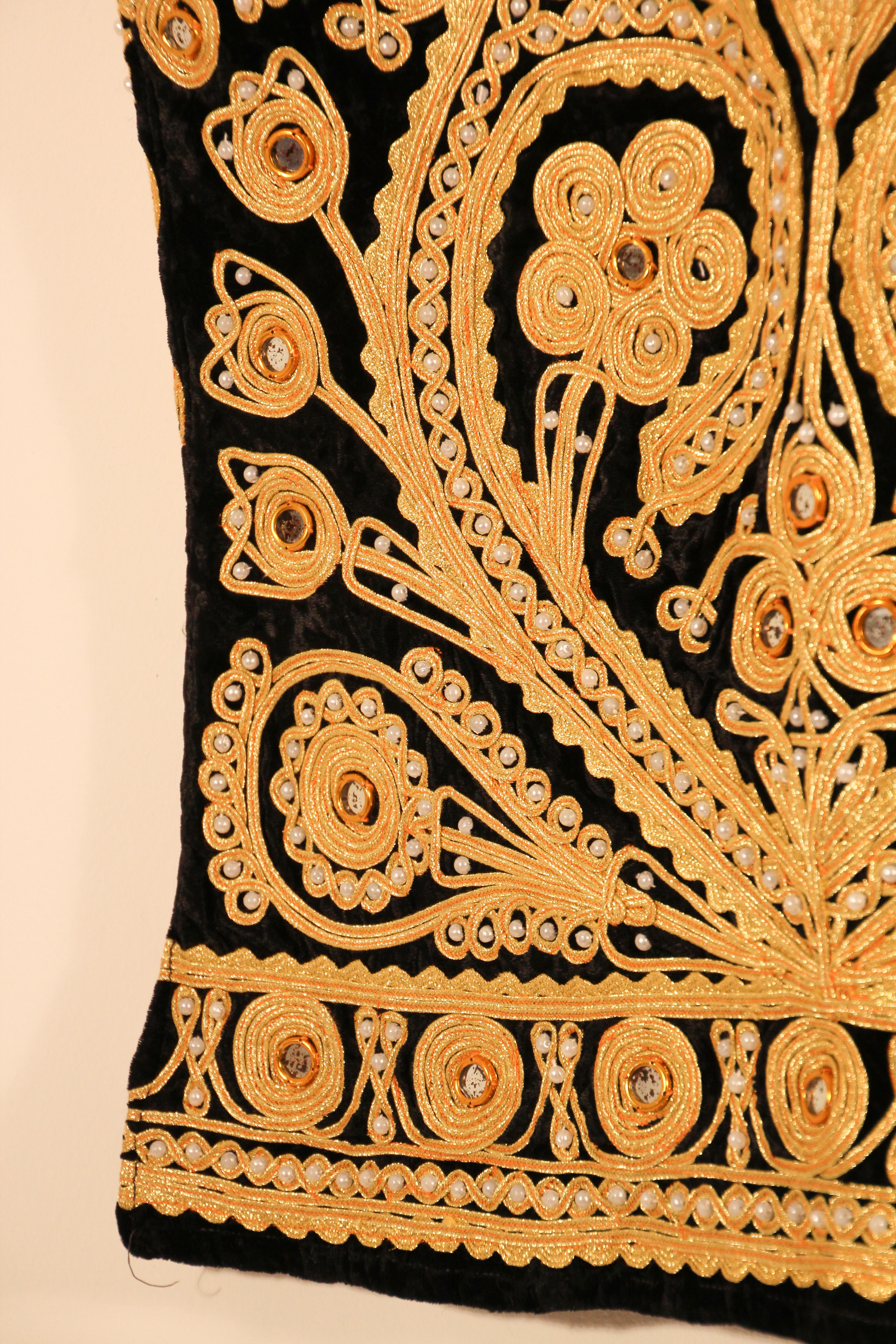 Authentique gilet turc ottoman en velours vert 7