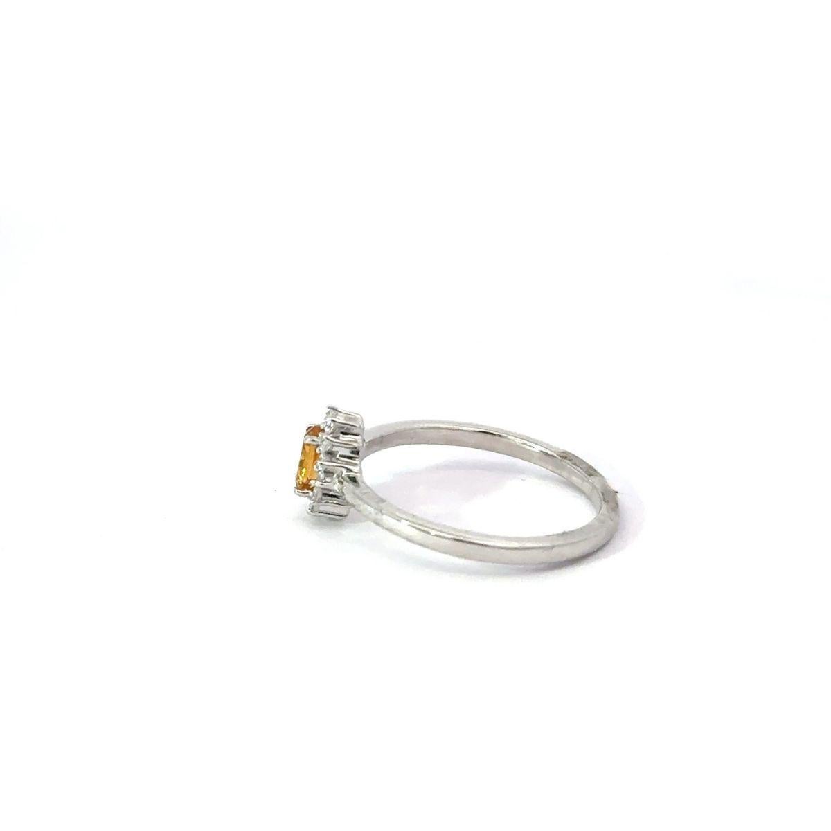 For Sale:  Authentic Oval Cut Natural Citrine and CZ Halo Ring Gift for Mom in 925 Silver 3
