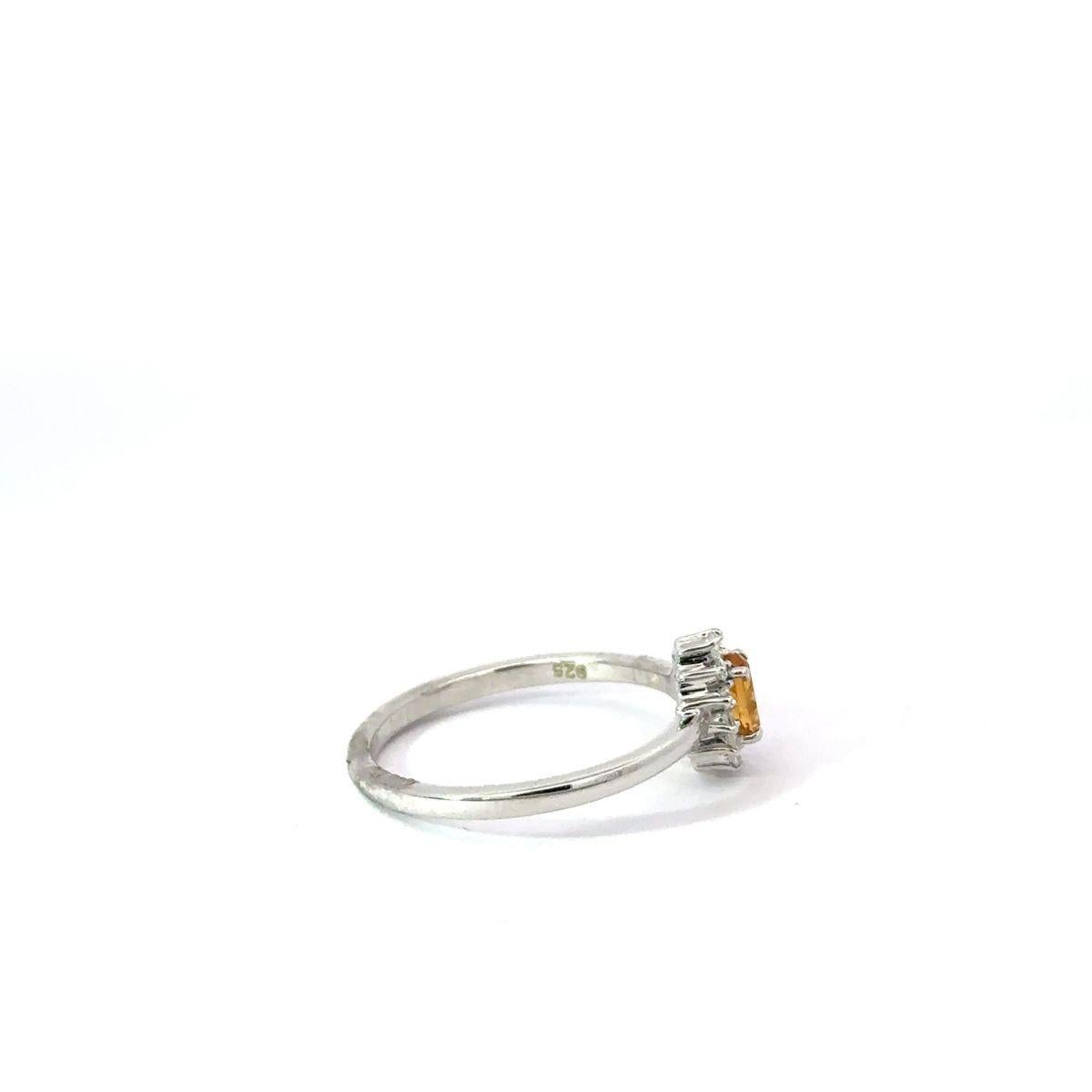 For Sale:  Authentic Oval Cut Natural Citrine and CZ Halo Ring Gift for Mom in 925 Silver 5