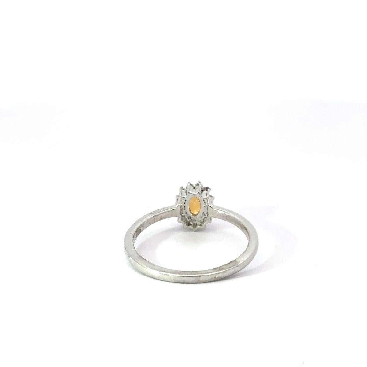 For Sale:  Authentic Oval Cut Natural Citrine and CZ Halo Ring Gift for Mom in 925 Silver 7