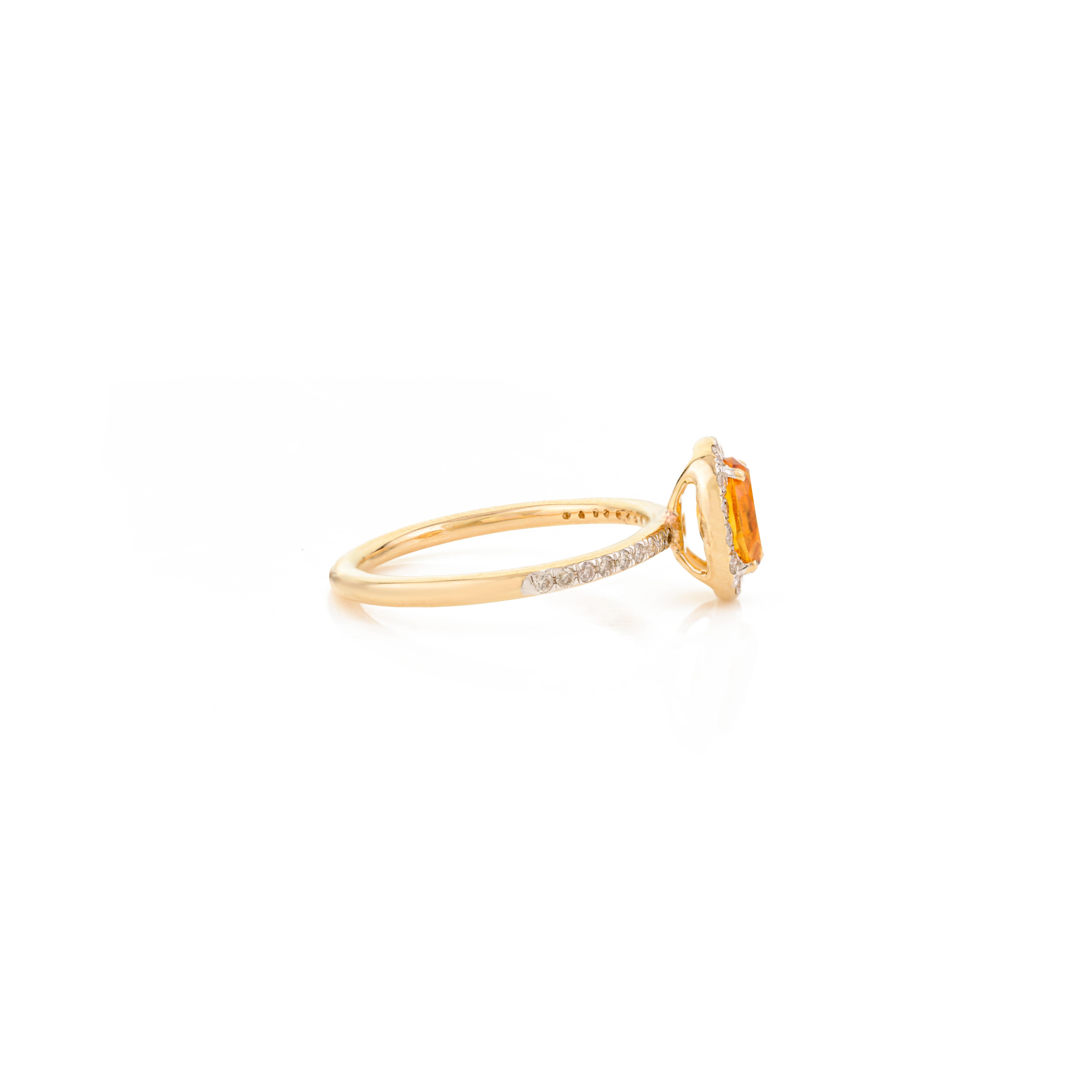 For Sale:  Authentic Oval Cut Yellow Citrine Halo Diamond in 14K Yellow Gold Ring for Women 7