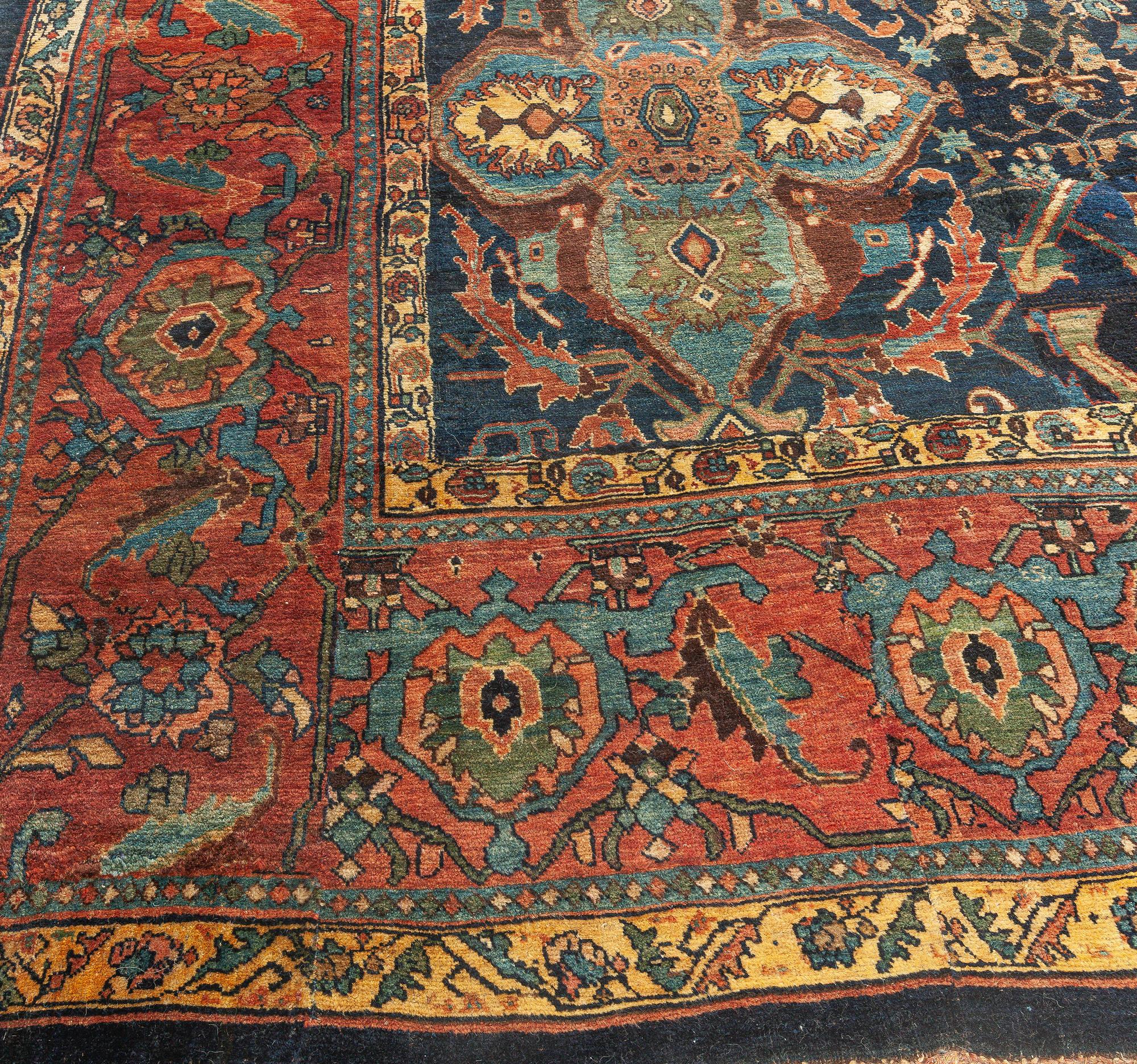 Hand-Woven 19th Century Persian Bidjar Rug size adjusted For Sale