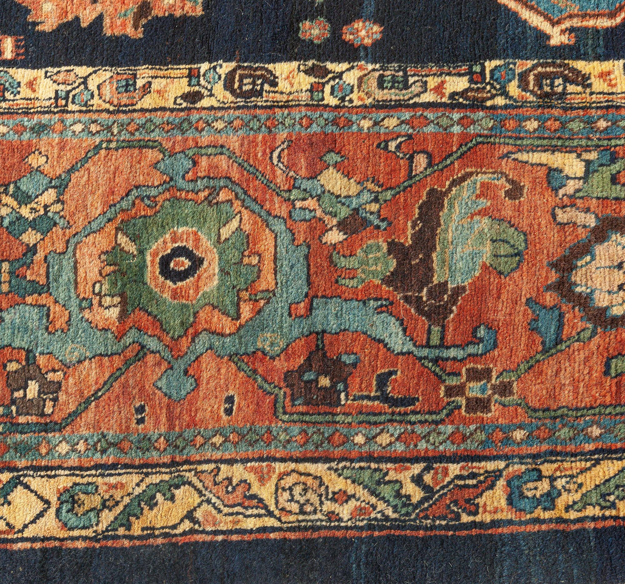 Wool 19th Century Persian Bidjar Rug size adjusted For Sale