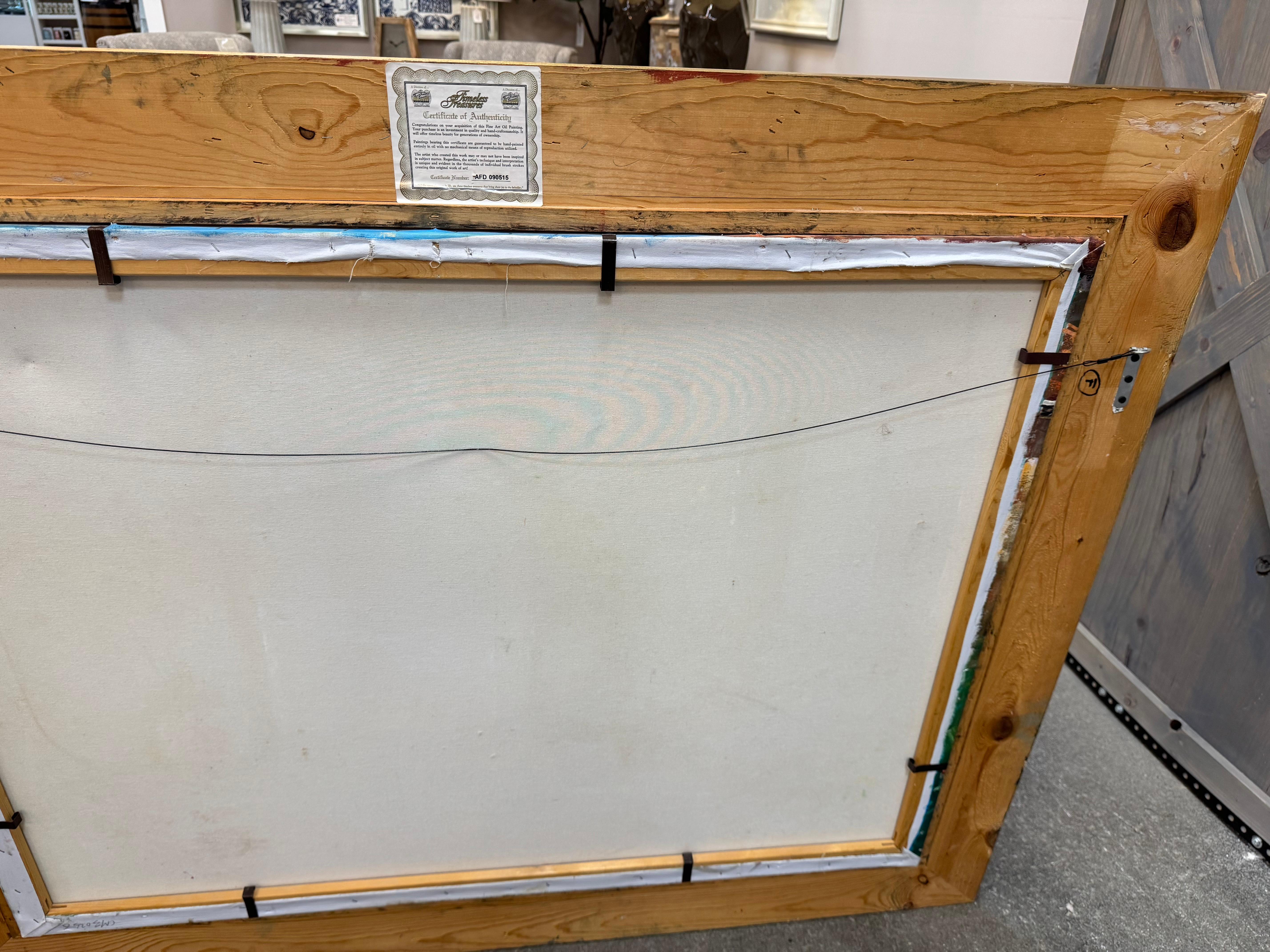 Peinture authentique de : villa italienne avec une vue côtière en vente 4