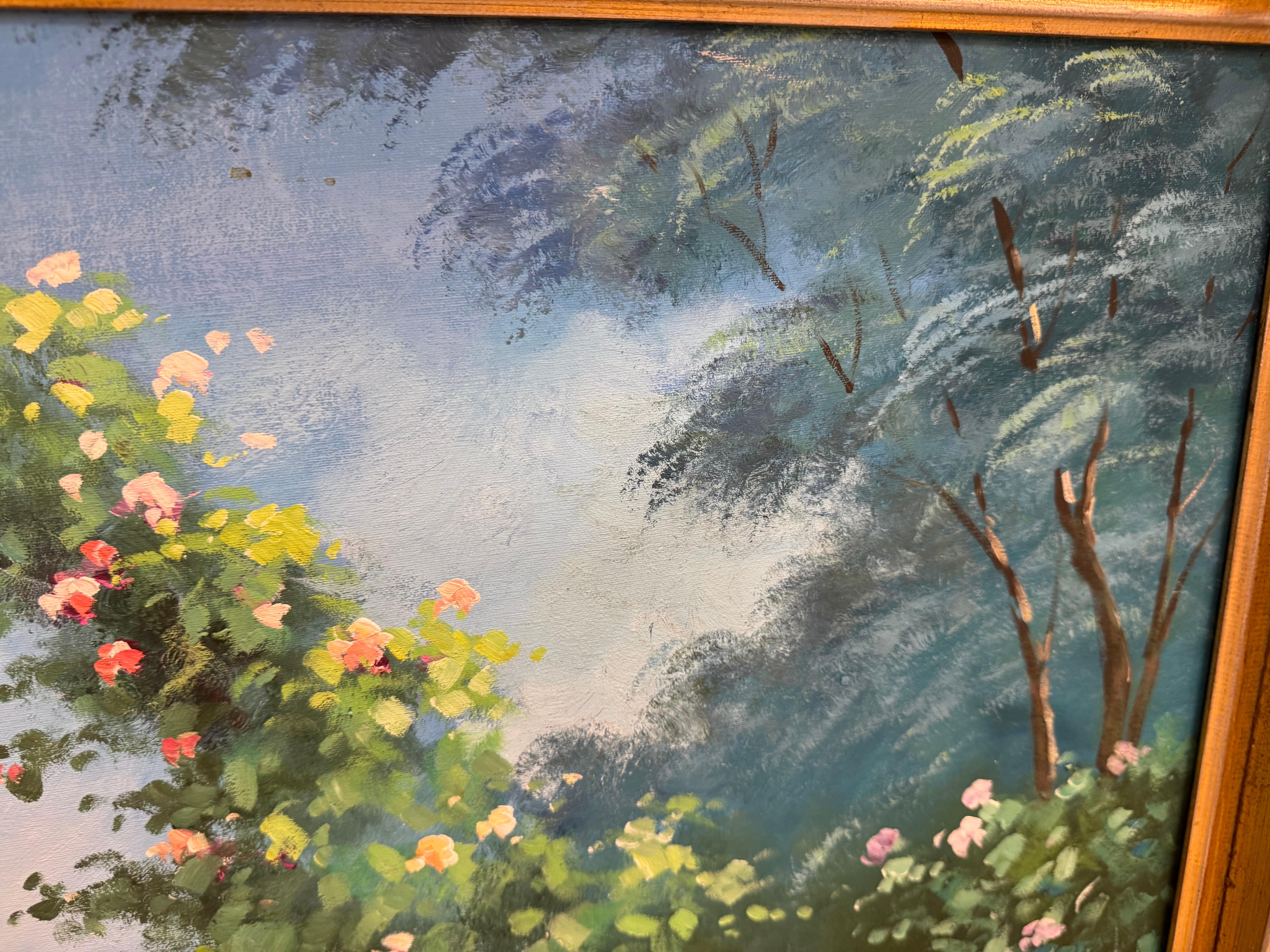 20ième siècle Peinture authentique de : villa italienne avec une vue côtière en vente