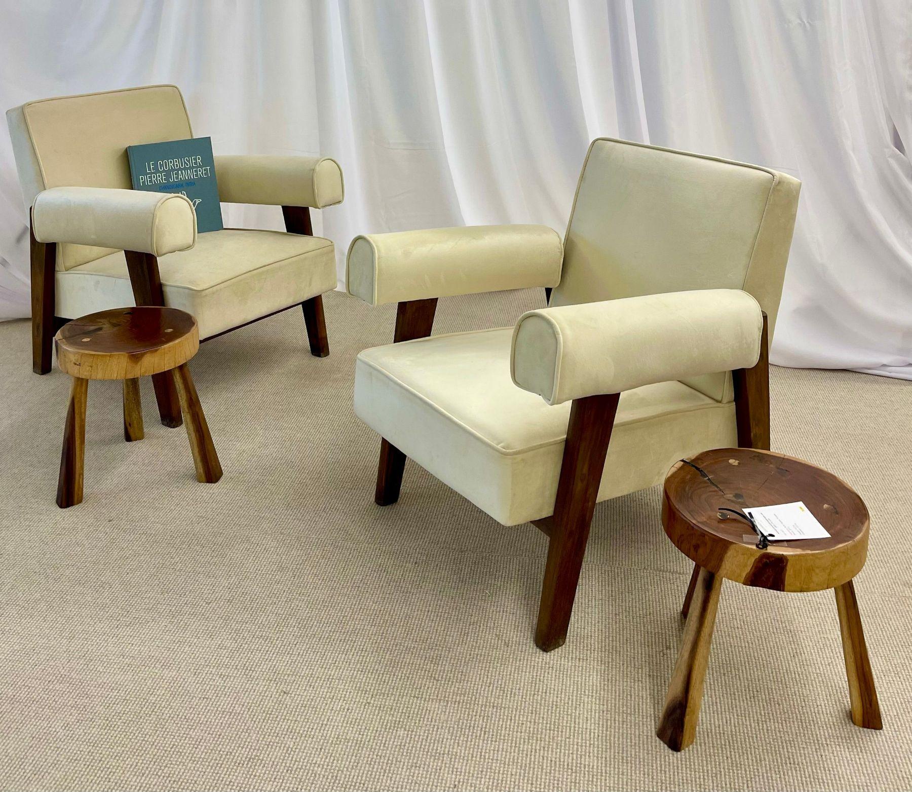 Pierre Jeanneret, French Mid-Century Modern, Bridge Chairs, Chandigarh c. 1960s In Good Condition For Sale In Stamford, CT