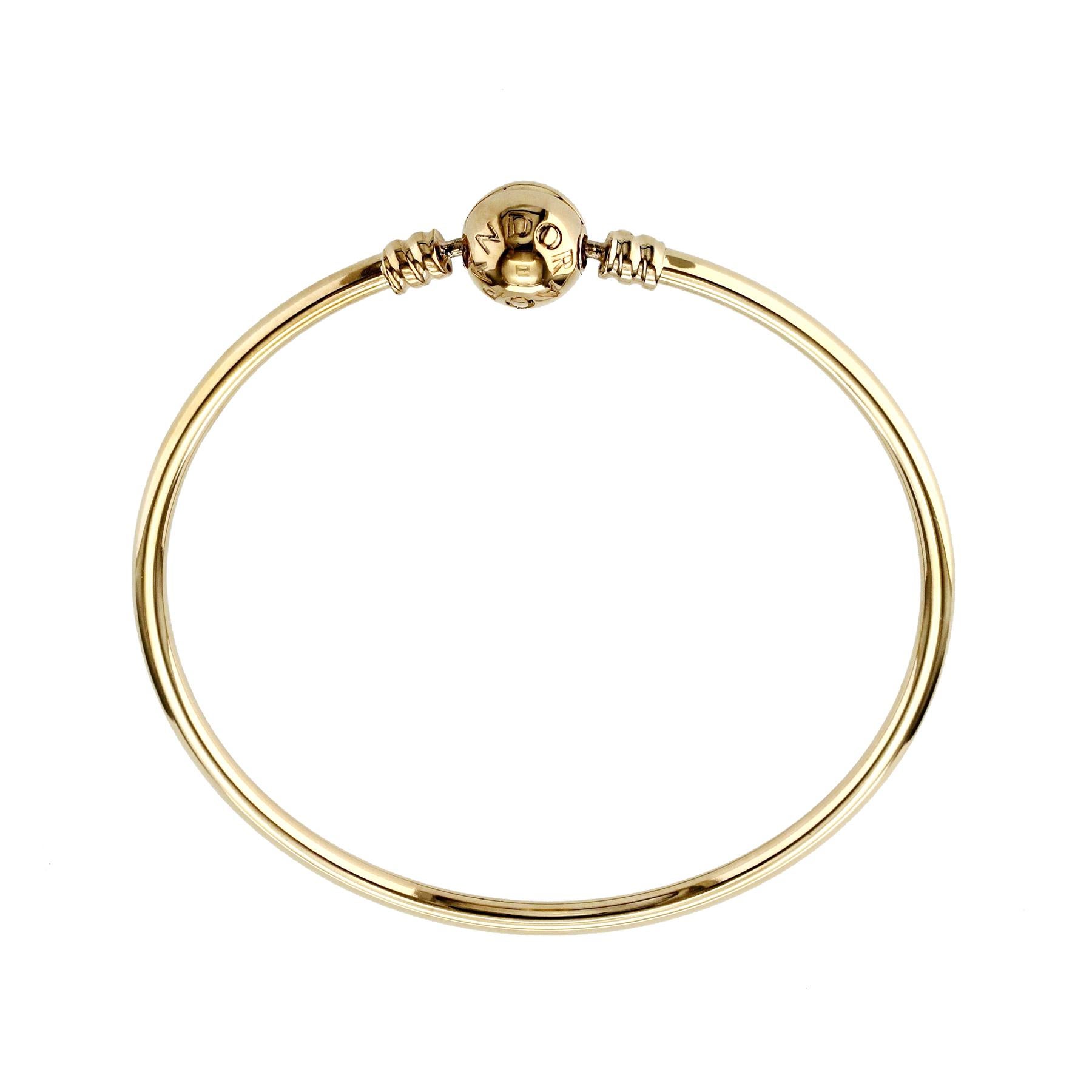 Autentico braccialetto di charme Moments di Pandora in oro giallo 14K, misura 7