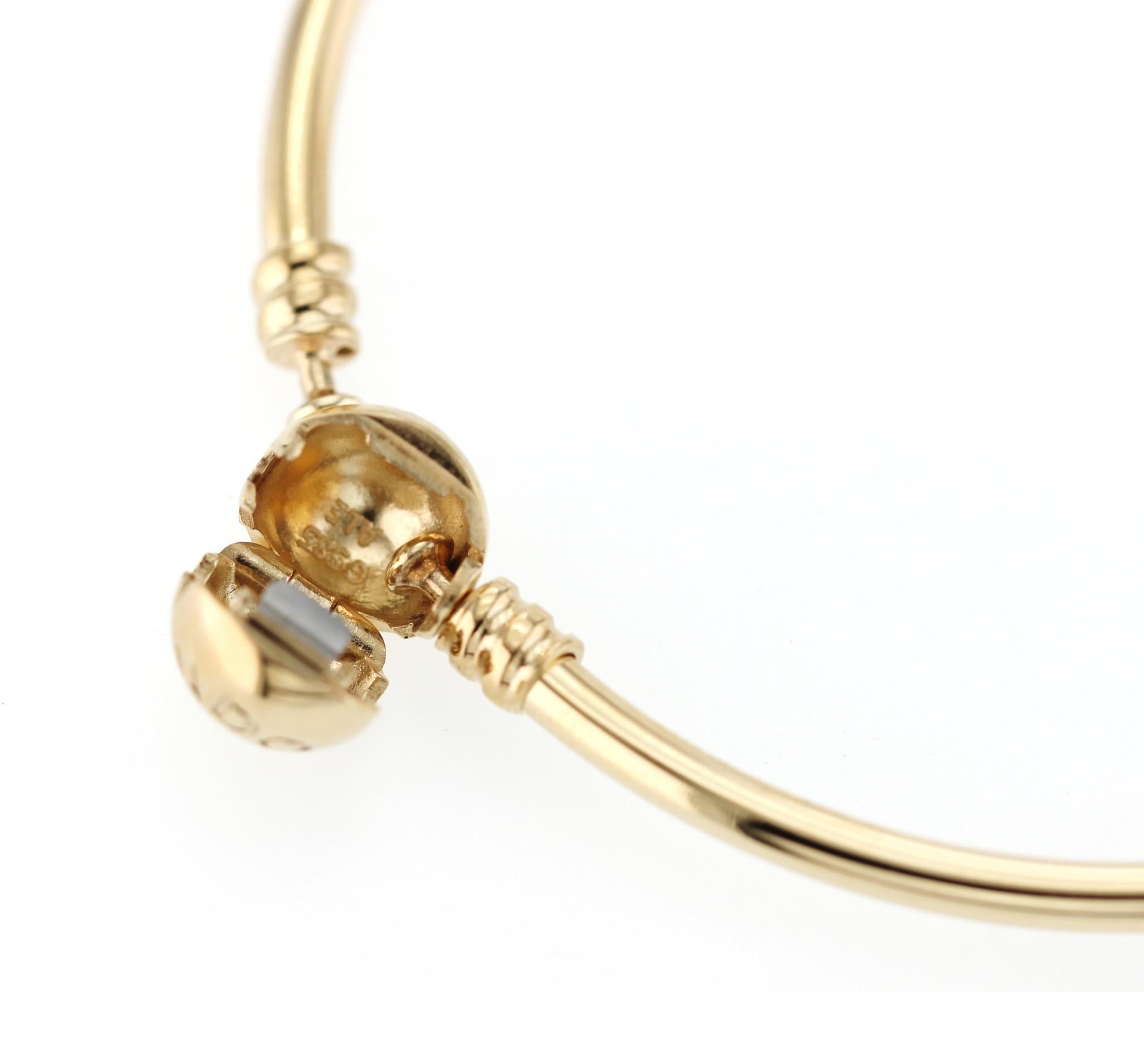 Autentico braccialetto di charme Moments di Pandora in oro giallo 14K, misura 7