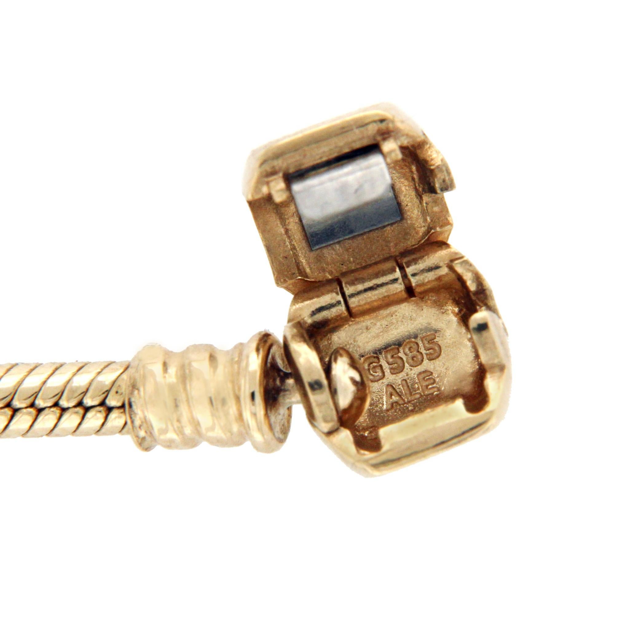 Authentische Pandora 14K Gelbgold Moments Schlangenkette Perlen Armband Größe 6,5 im Angebot 1