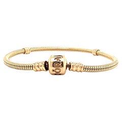 Authentische Pandora 14K Gelbgold Moments Schlangenkette Perlen Armband Größe 6,5