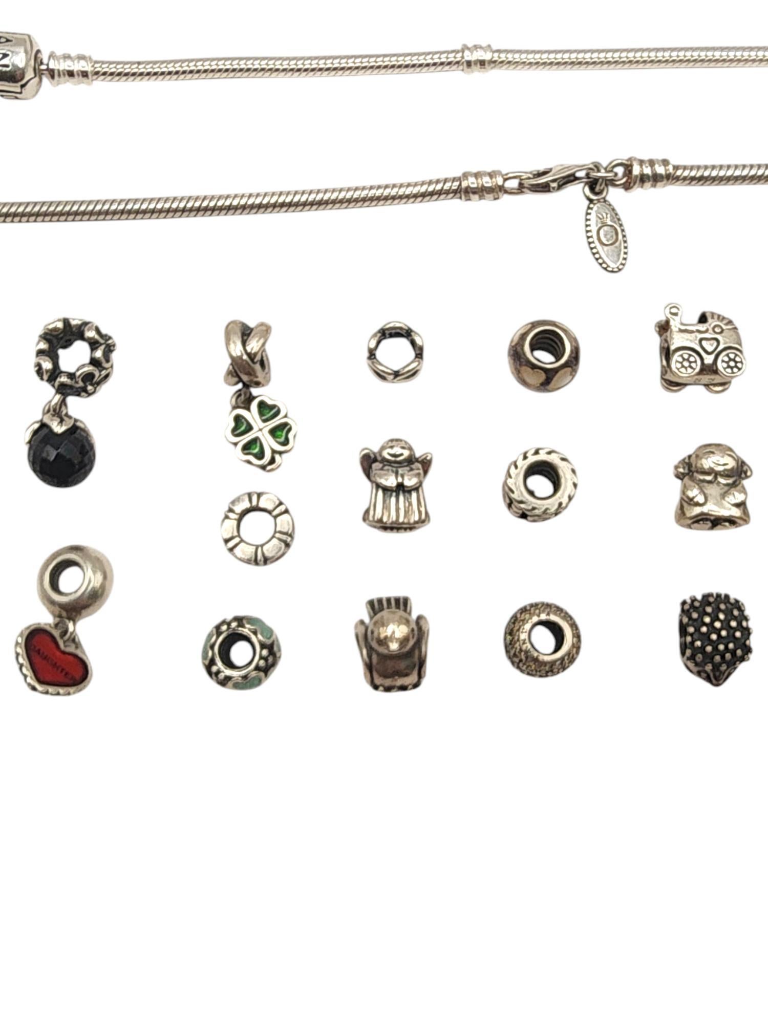 Women's Authentic Pandora Lot of 27 Sterling Silver Charms, Bracelet & Necklace #19890