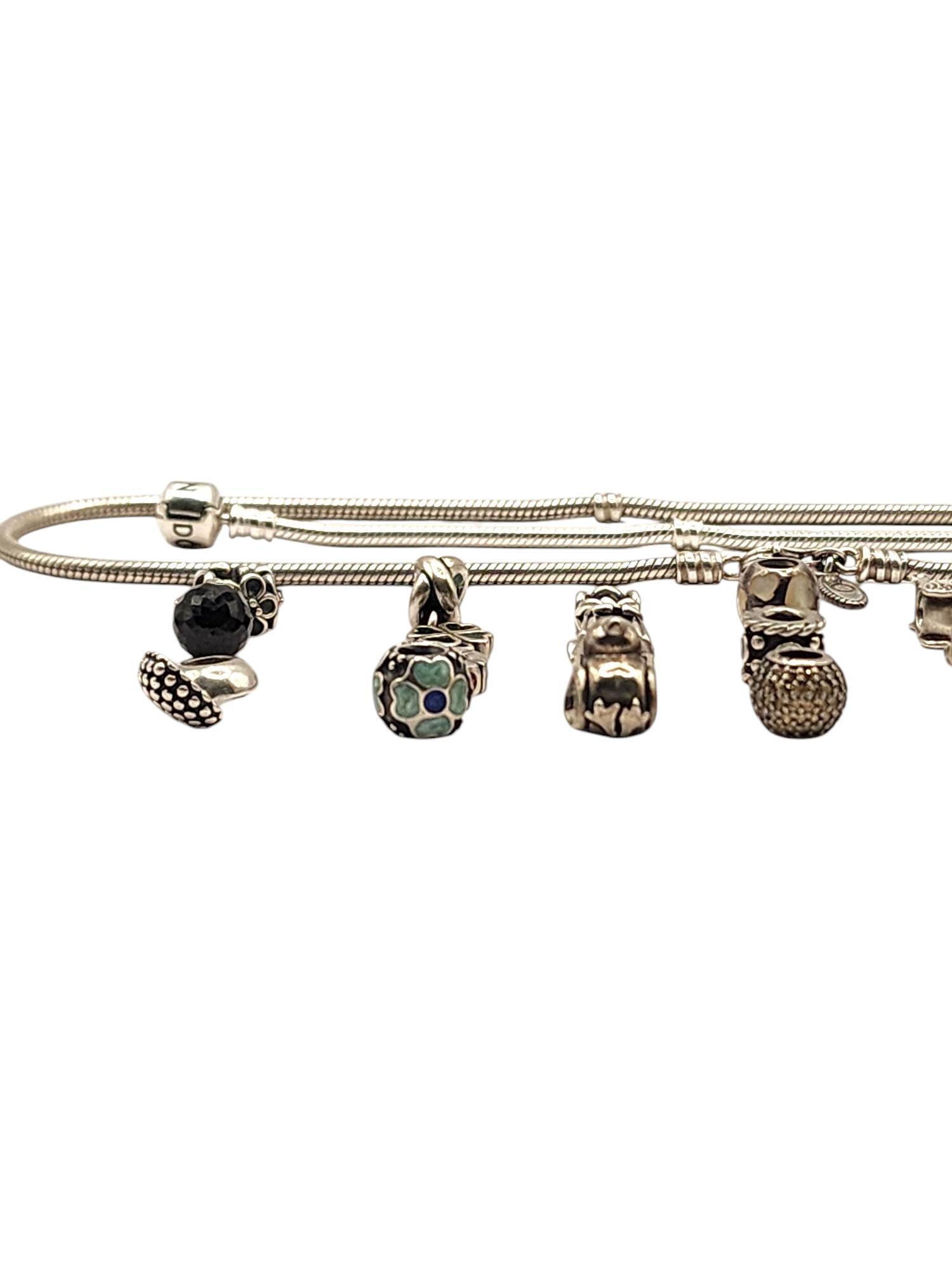 Authentic Pandora Lot of 27 Sterling Silver Charms, Bracelet & Necklace #19890 1