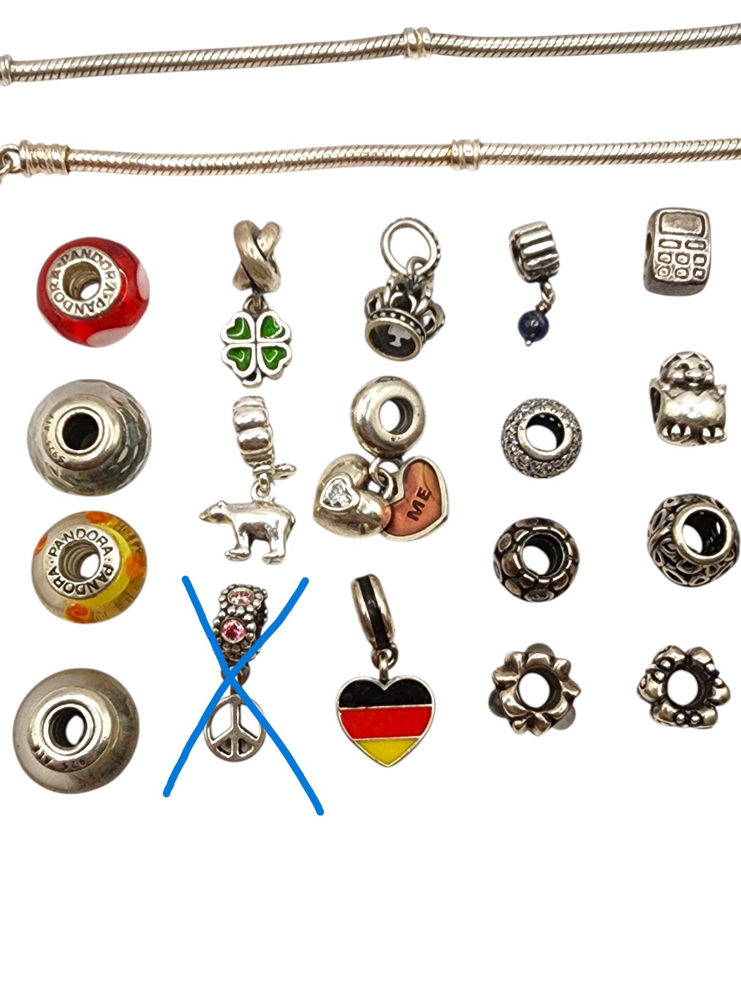 Authentic Pandora Lot of 35 Sterling Silver Charms & Bracelets #21364 In Good Condition For Sale In Washington Depot, CT