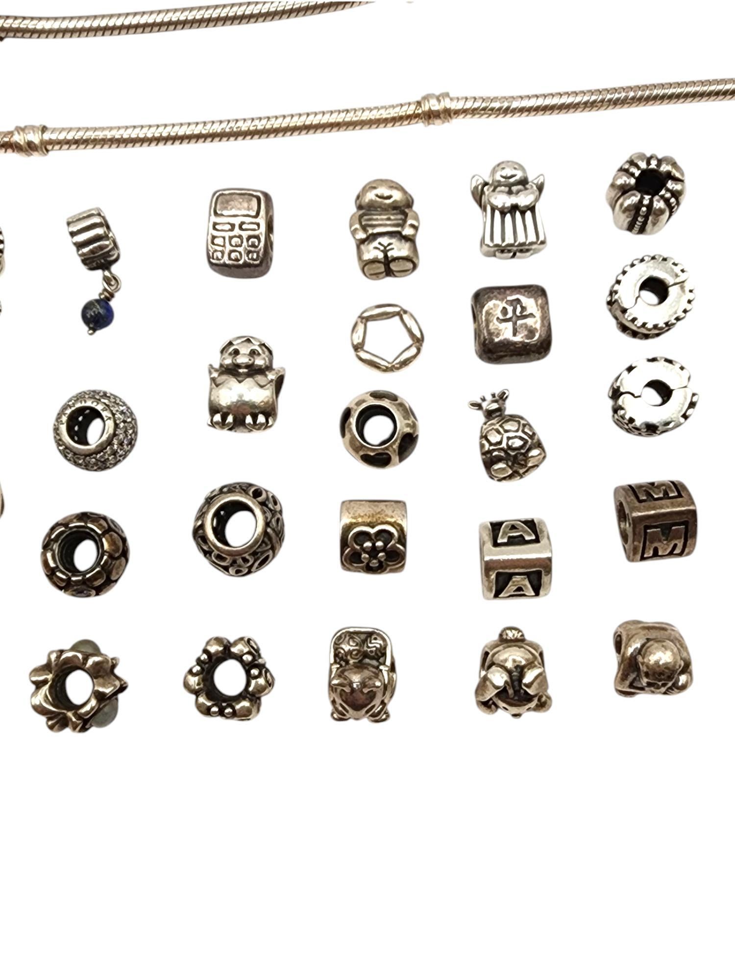 Authentic Pandora Lot of 36 Sterling Silver Charms & Bracelets #19888 In Good Condition In Washington Depot, CT