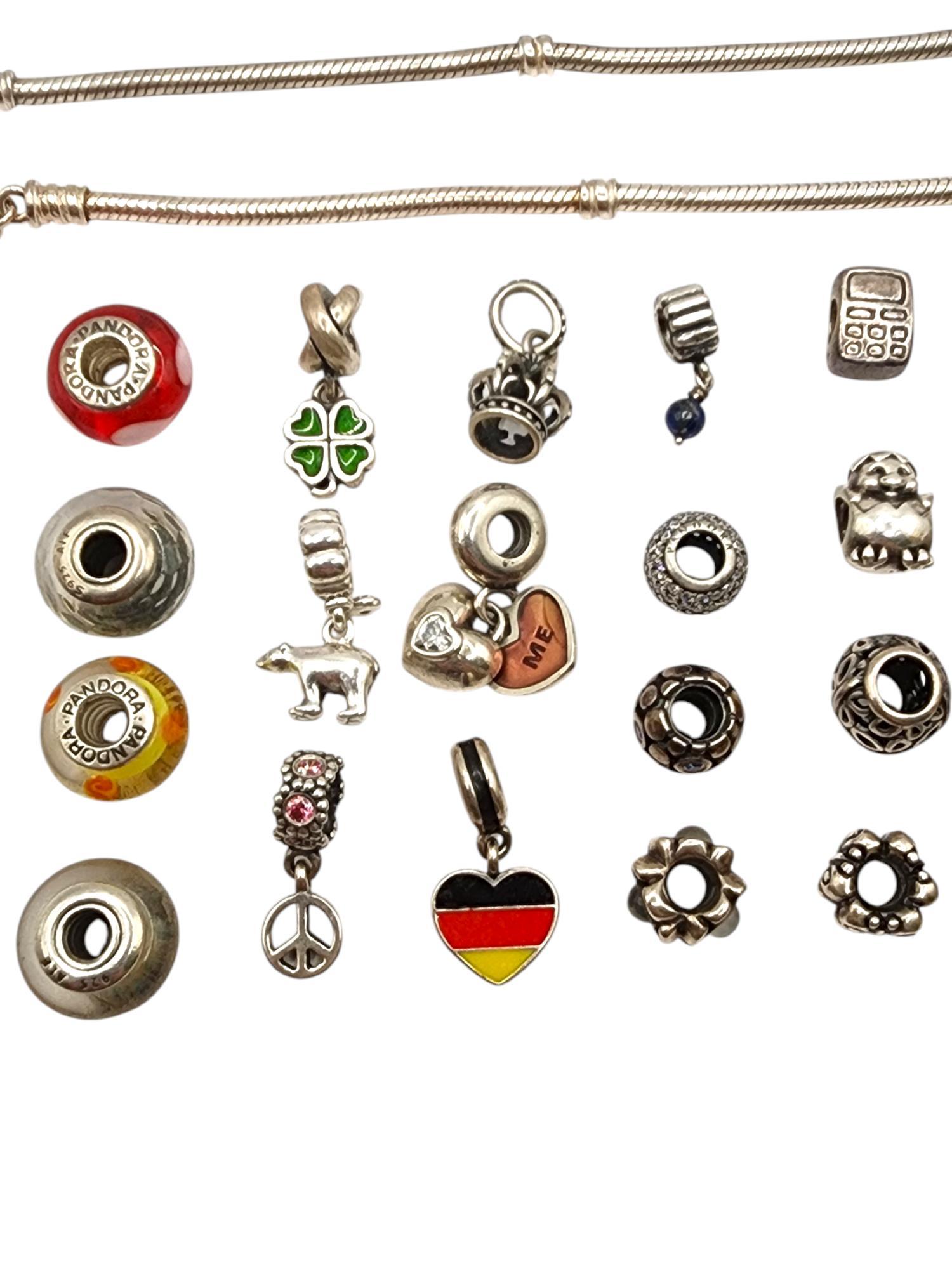 Women's Authentic Pandora Lot of 36 Sterling Silver Charms & Bracelets #19888