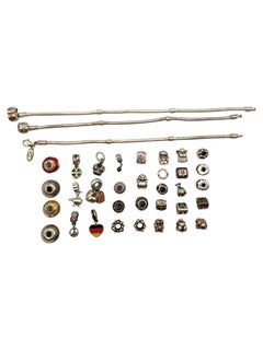 Authentic Pandora Lot of 36 Sterling Silver Charms & Bracelets #19888