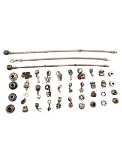 Authentic Pandora Lot of 39 Sterling Silver Charms & Bracelets #19918