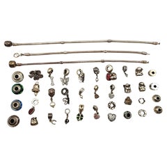 Auténtico Lote Pandora de 39 Charms y Pulseras de Plata de Ley #19918